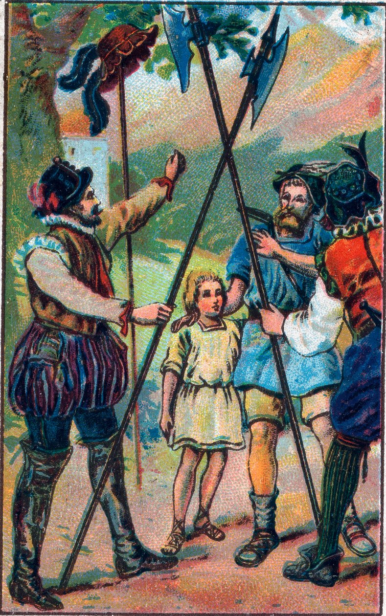 Guillaume Tell (William Tell) (legendarni bohaterowie szwajcarskiej niepodległości) odmówił pokłonu. Chromolitografia z końca XIX wieku. autorstwa Unknown artist