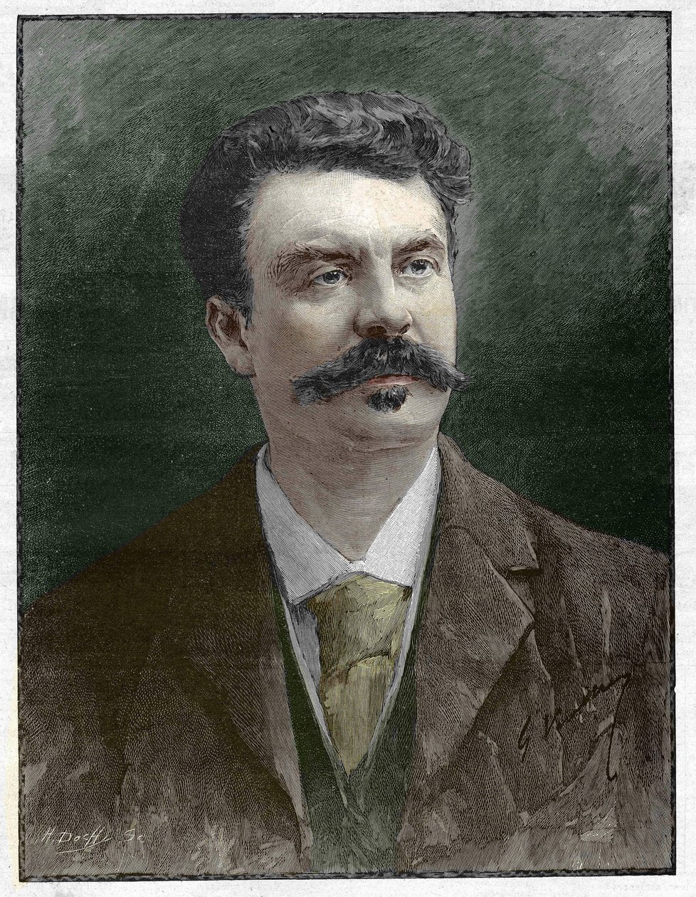 Guy de Maupassant (1850-1893), francuski pisarz. autorstwa Unknown artist
