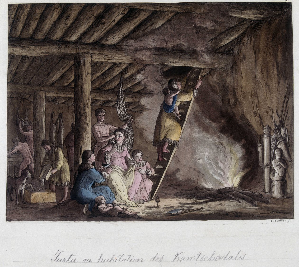 Siedlisko Kamtschadales na Syberii. W „”Stary i współczesny kostium”” autorstwa Unknown artist