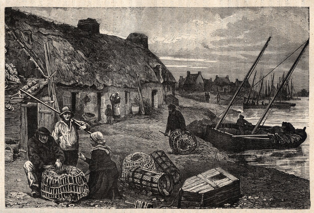 Mieszkania Poucheurs w Concarneau - Finistere - Breatgane - grawerowanie w „” PATRIE” - PECTURESSE OPIS FRANCJI W 6 TOMACH WG LUCIENA HUARDA - koniec XIX wieku autorstwa Unknown artist