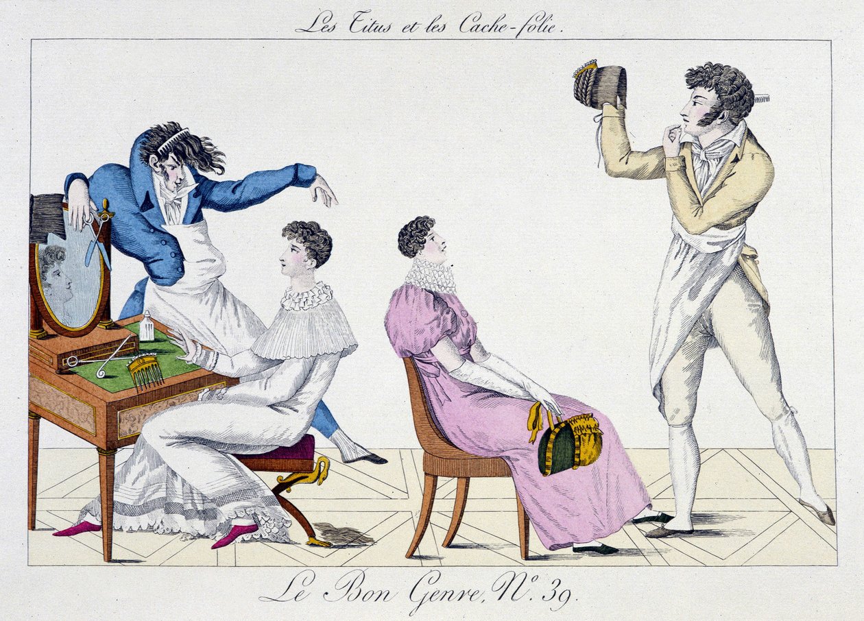 Fryzjerstwo - w „”Le Bon Genre”, deb. 19 wiek autorstwa Unknown artist