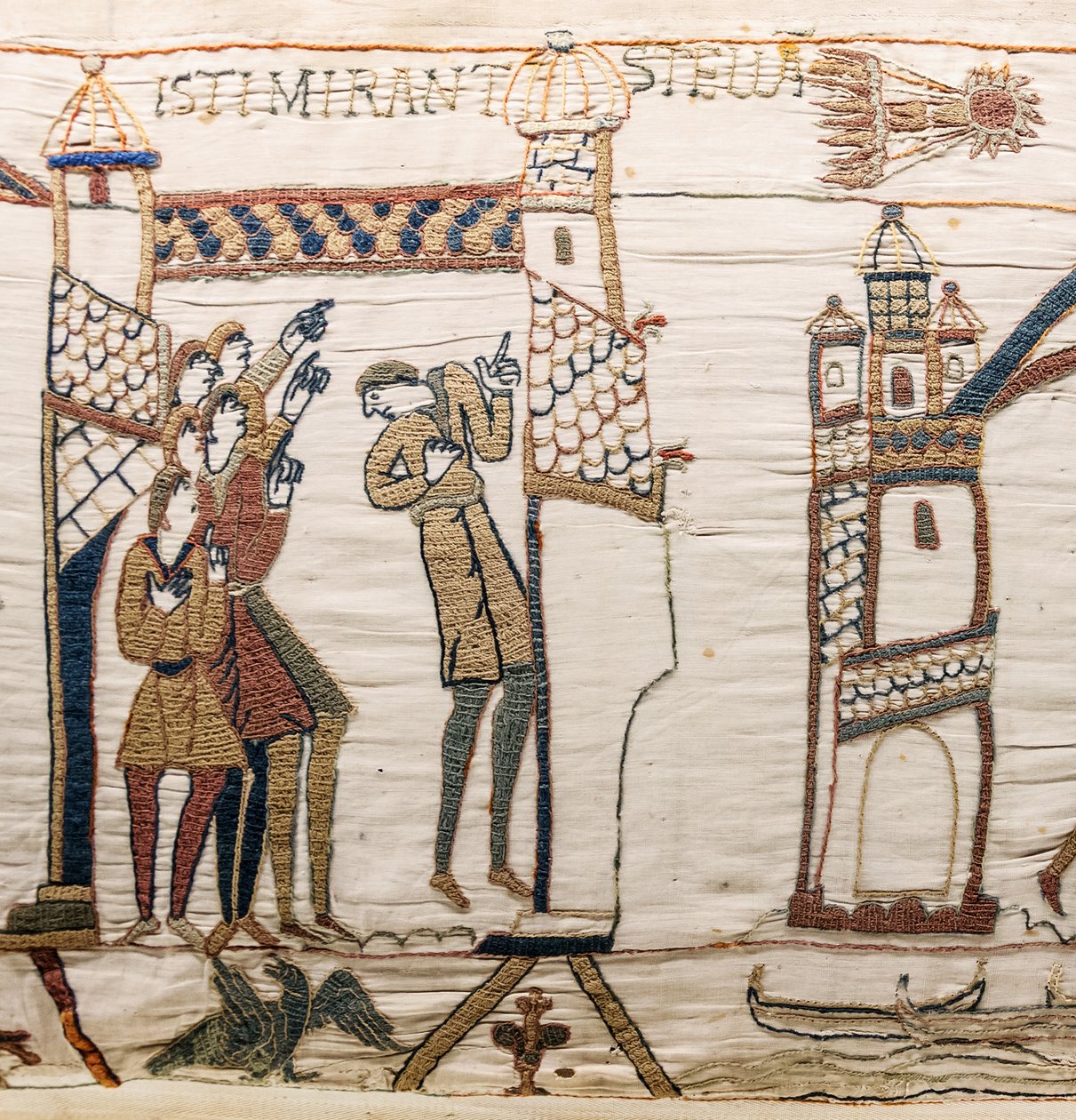 Kometa Halleya i Harold odbierają złe wieści, gobelin z Bayeux (haft wełniany na płótnie) autorstwa Unknown artist