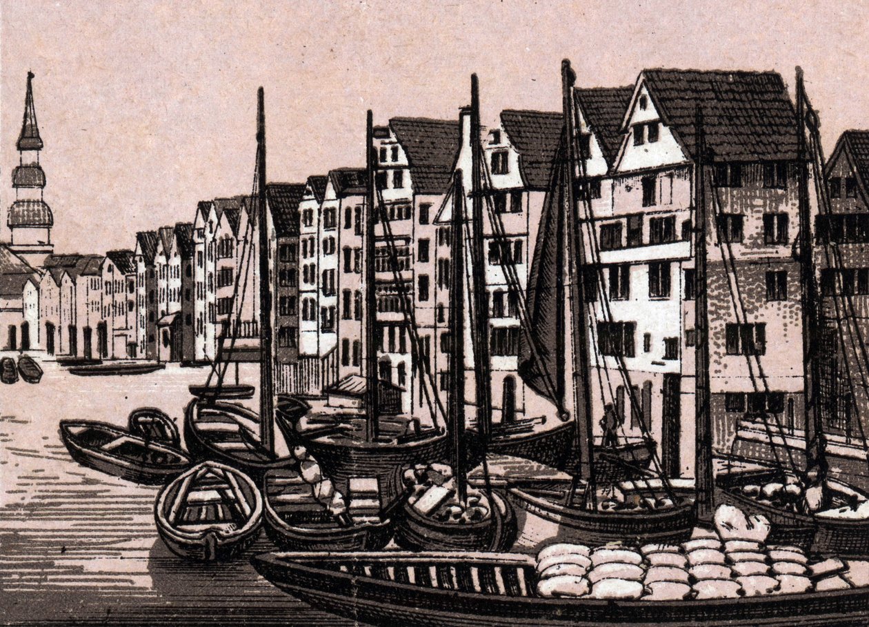 Hamburg (Hamburg), Niemcy: widok na Wandrahmfleeth. w „” Świat ilustruje 168 odsłon”” Niedatowany (koniec XIX wieku) autorstwa Unknown artist