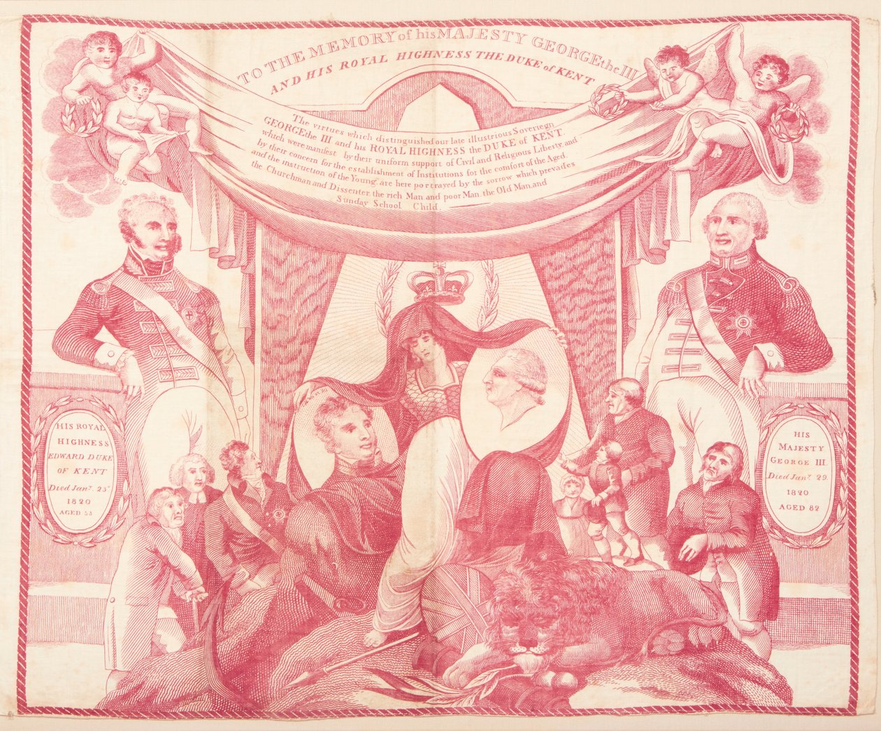 Chusteczka upamiętniająca Jerzego III i Edwarda, księcia Kentu autorstwa Unknown artist