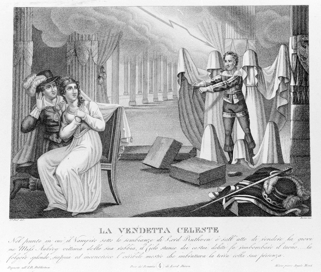 Niebiańska zemsta - według nowego „Wampira” przypisywanego najpierw Lordowi Byronowi (1788-1824), angielskiemu poecie. potem do jego sekretarza Polidori. 1816. autorstwa Unknown artist