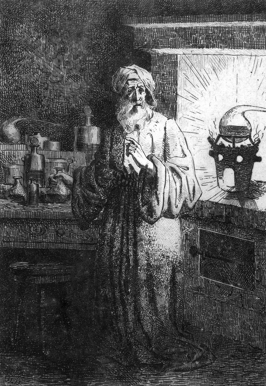 Hennig Brand lub Hennig Brandt Niemiecki Alchemik odkrywa fosfor. autorstwa Unknown artist