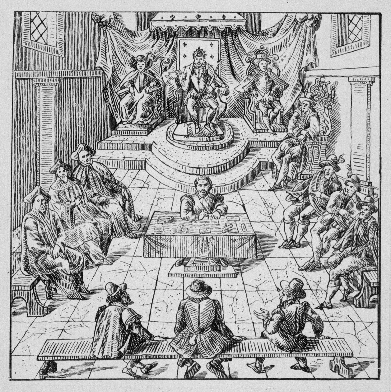 Henryk III (1551 - 1589) posiadający Estates Génales w Blois w 1576 r. - w „Zbiorze 39 figur przedstawiających klęski Francji od 1562 do 1586”; Imprimerie Louisa Perrina autorstwa Unknown artist