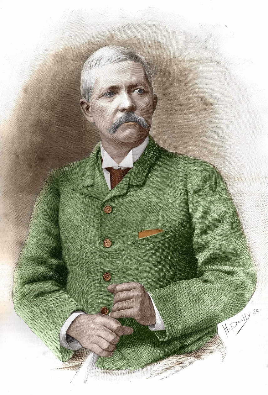 Henry Morton Stanley (1841 - 1904) w Kairze w dniu 17.01.2018. Brytyjski dziennikarz i badacz. Rycina XIX wieku. autorstwa Unknown artist