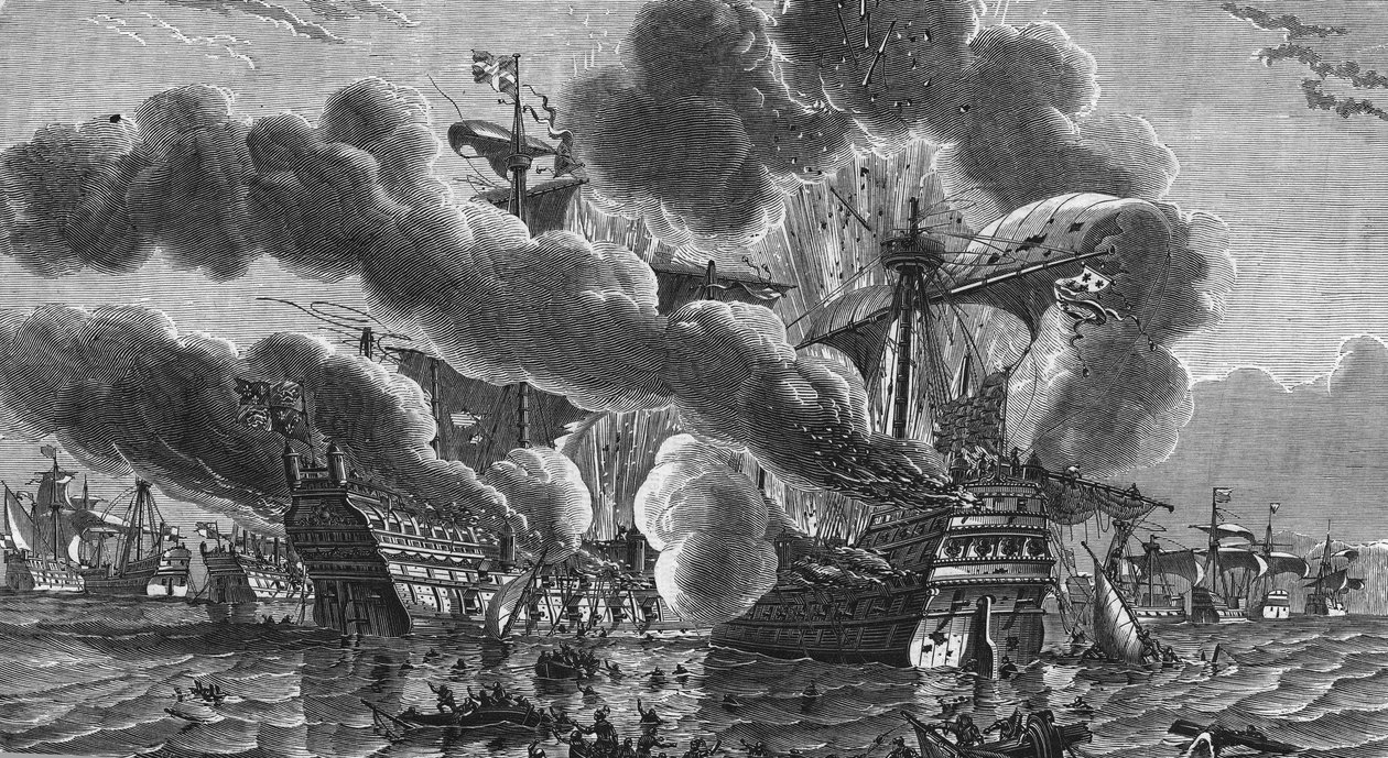 Herve Primoguet spalił nawę admirała Anglii 10 sierpnia autorstwa Unknown artist