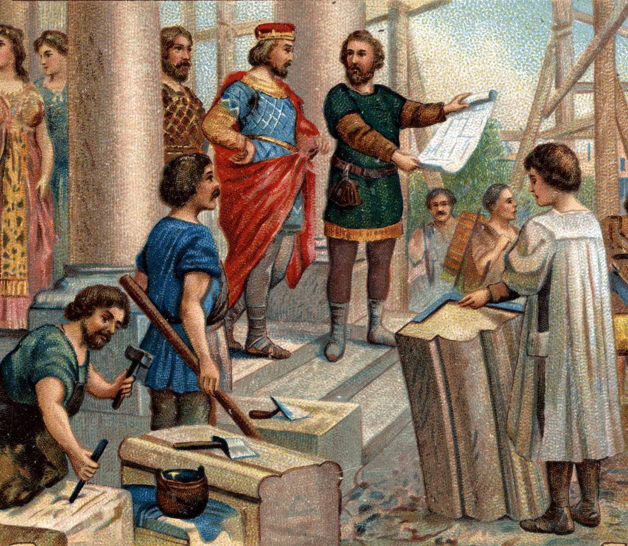 Epizody historyczne znanych miast: Clovis elitarny Paryż jako stałe miejsce zamieszkania (w 508). Chromolitografia XIX wieku. autorstwa Unknown artist