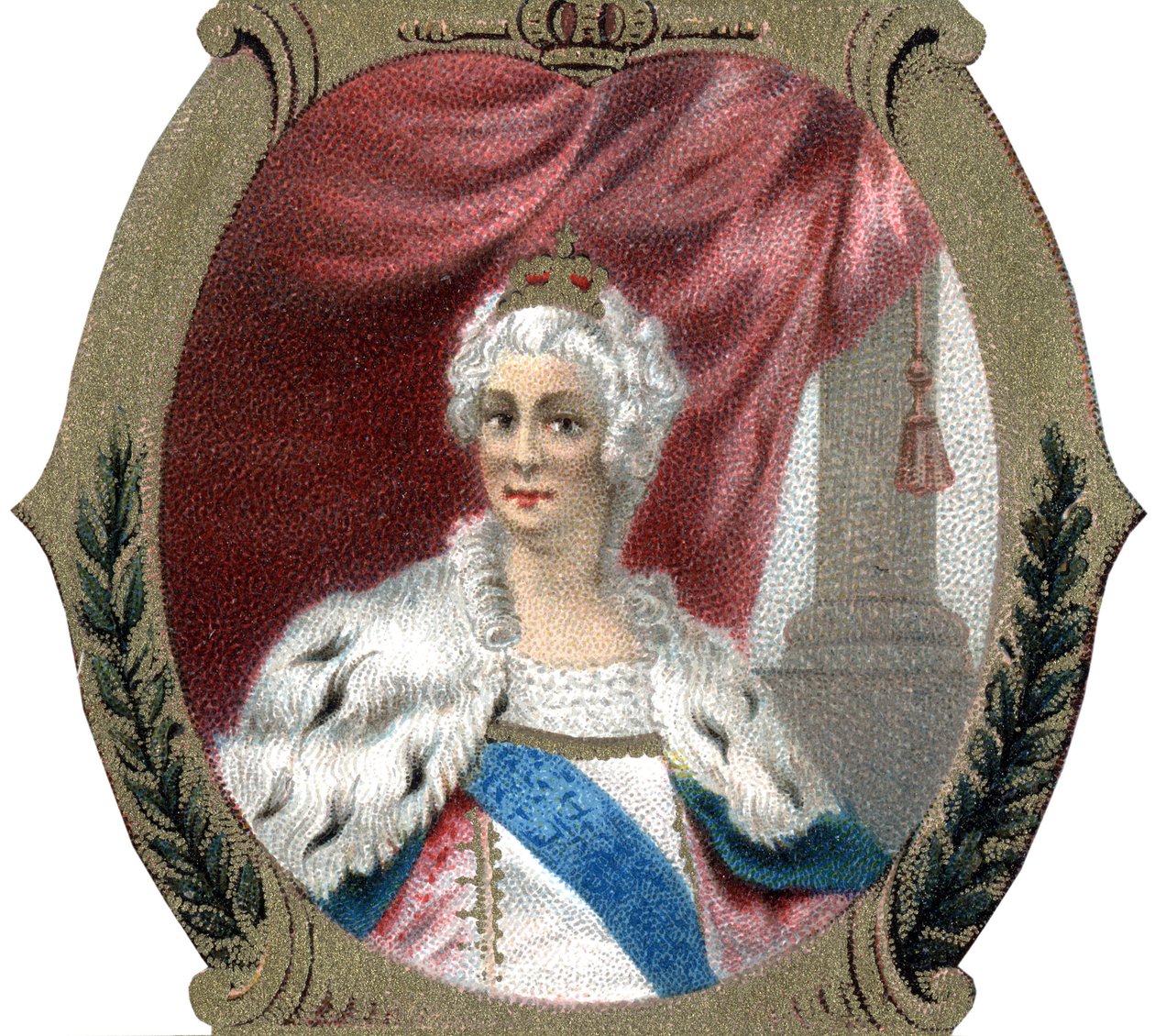 Historia Rosji: Portret Katarzyny II Rosji (1729-1796). Późna chromolitografia XIX wieku. autorstwa Unknown artist
