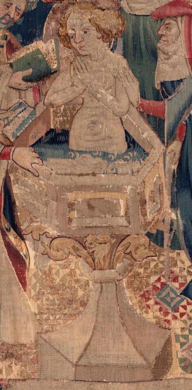 Historia św. Piata i św. Eleuthere, Scena 13: chrzest Blandy (Jak dobrzy święci ochrzcili trybuna córkę, która zbierała fundusze przez bardzo wielką tajemnicę: Blande, która była matką dobrego świętego). Sprzedaż. autorstwa Unknown artist