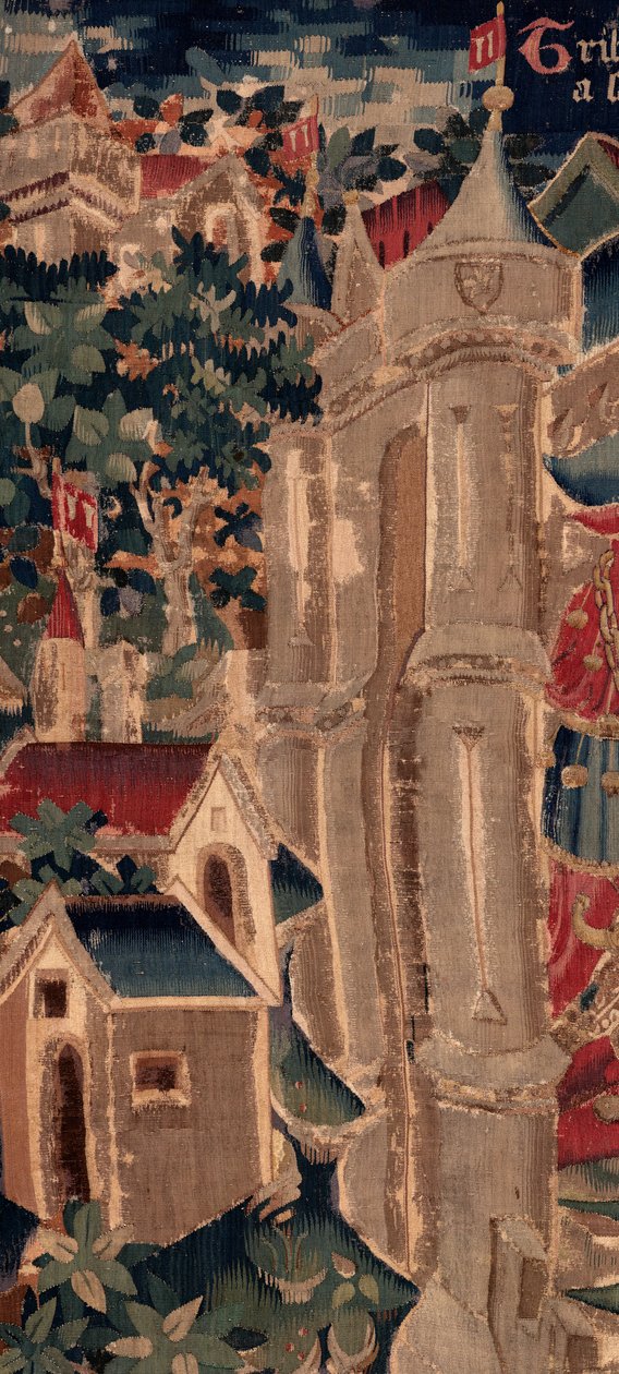 Historia św. Piata i św. Eleutery, scena 14: Plaga niszczy miasto Tournai. Szczegół. autorstwa Unknown artist