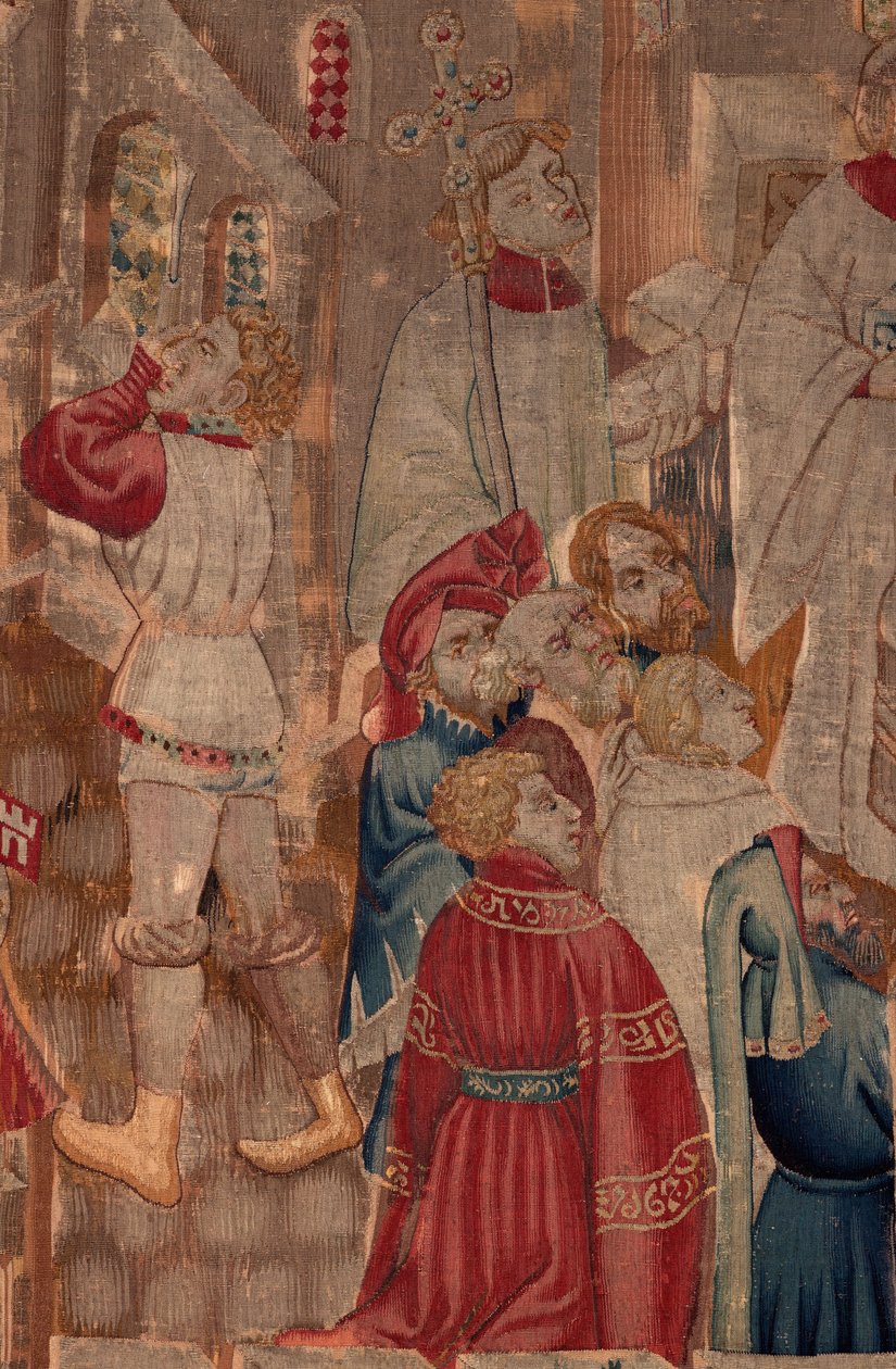 Historia św. Piata i św. Eleutery, scena 6 Szczegół poł. Scena chrztu, osoby asystujące. autorstwa Unknown artist
