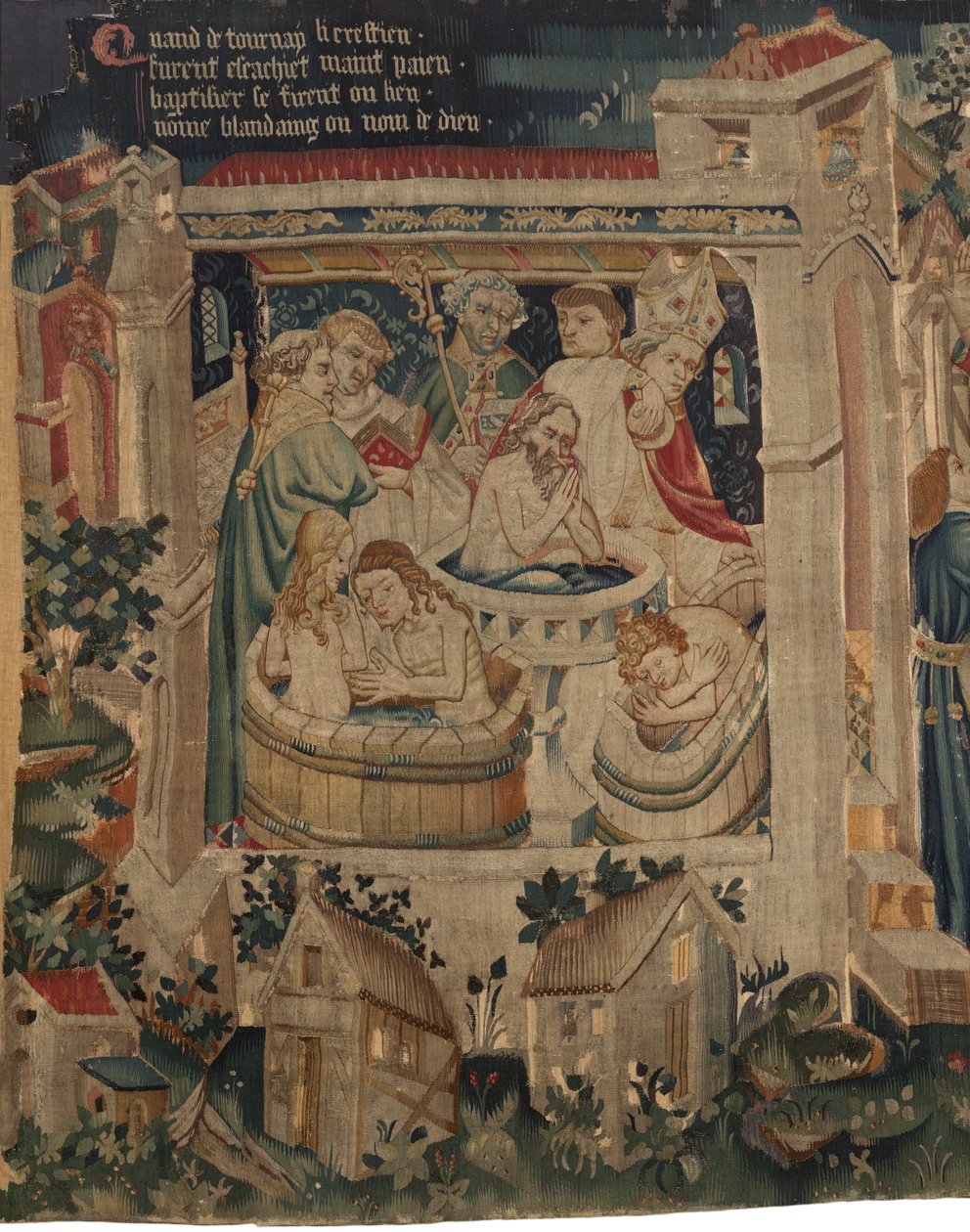 Historia św. Piata i św. Eleutery, scena 7: Chrzest chrześcijan na wygnaniu autorstwa Unknown artist