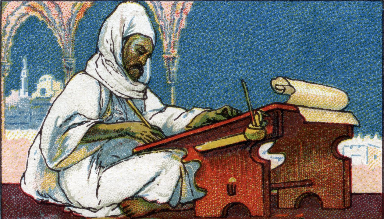 Historia pisma: muzułmański skryba piszący po arabsku, początek XX wieku (chromo) autorstwa Unknown Artist