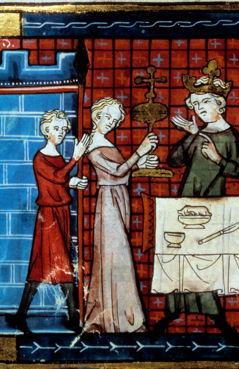 Procesja Świętego Graala. Miniatura z „”Tale du Grail”” autorstwa Unknown artist