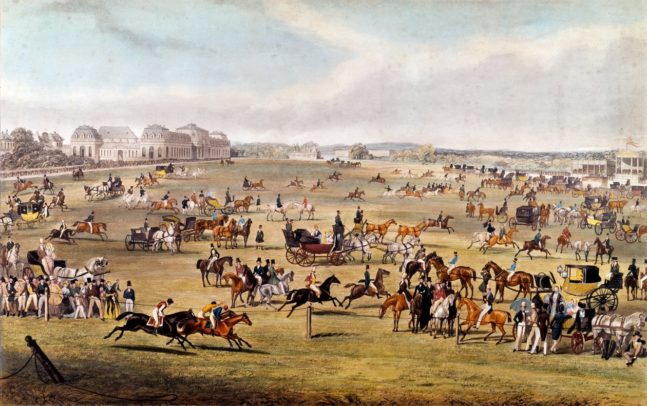 Wyścigi konne w Chantilly pod patronatem księcia Orleanu Rycina z 1841 r. Kolekcja prywatna autorstwa Unknown artist