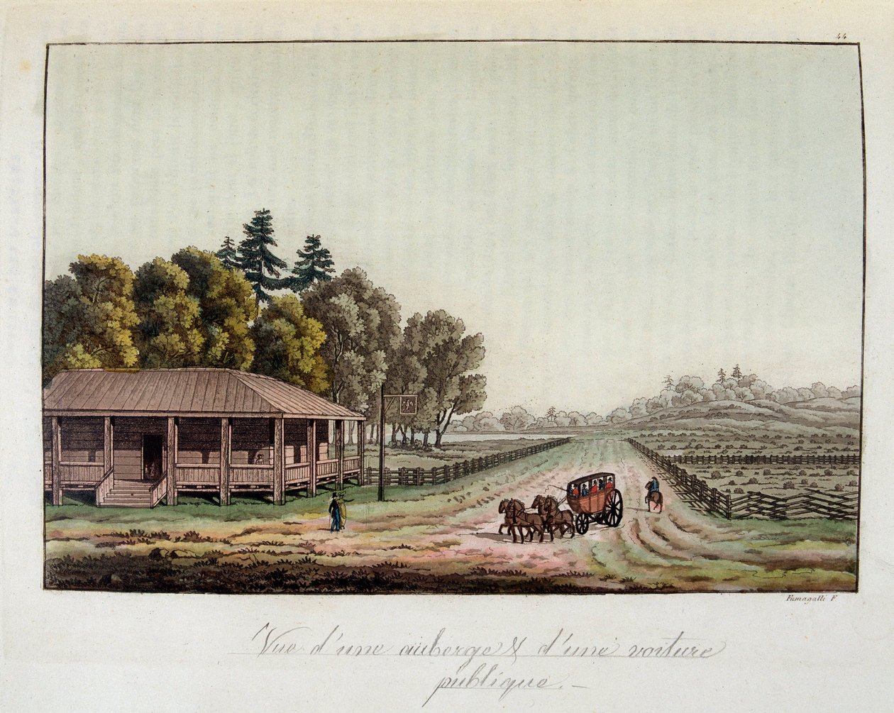 Hostel i pracowitość w Stanach Zjednoczonych - w „Starym i współczesnym stroju” Ferrario, wyd. Milan autorstwa Unknown artist