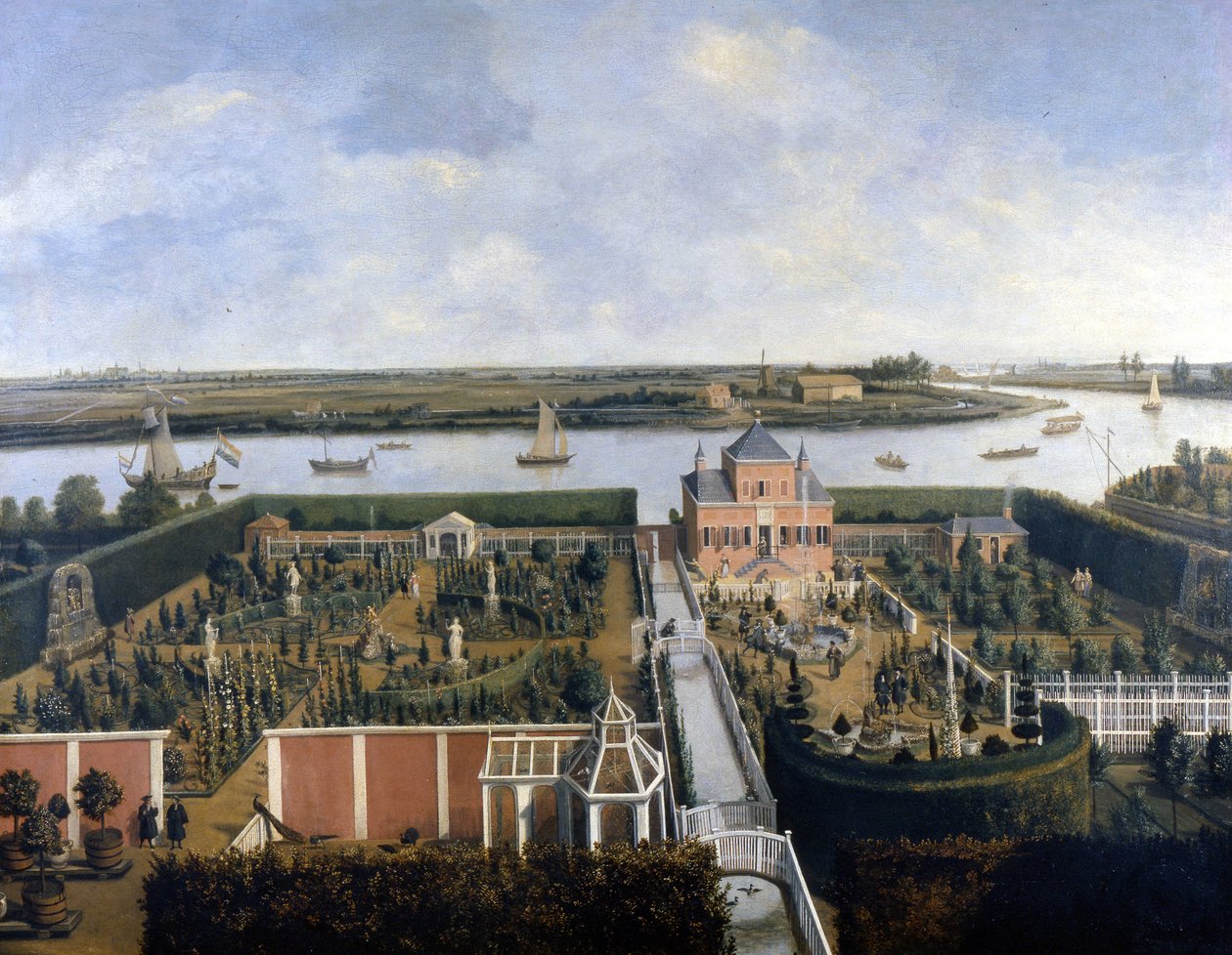 Dom nad brzegiem rzeki. Ilustracja z XVII wieku. Muzeum Historyczne Amsterdamu autorstwa Unknown artist