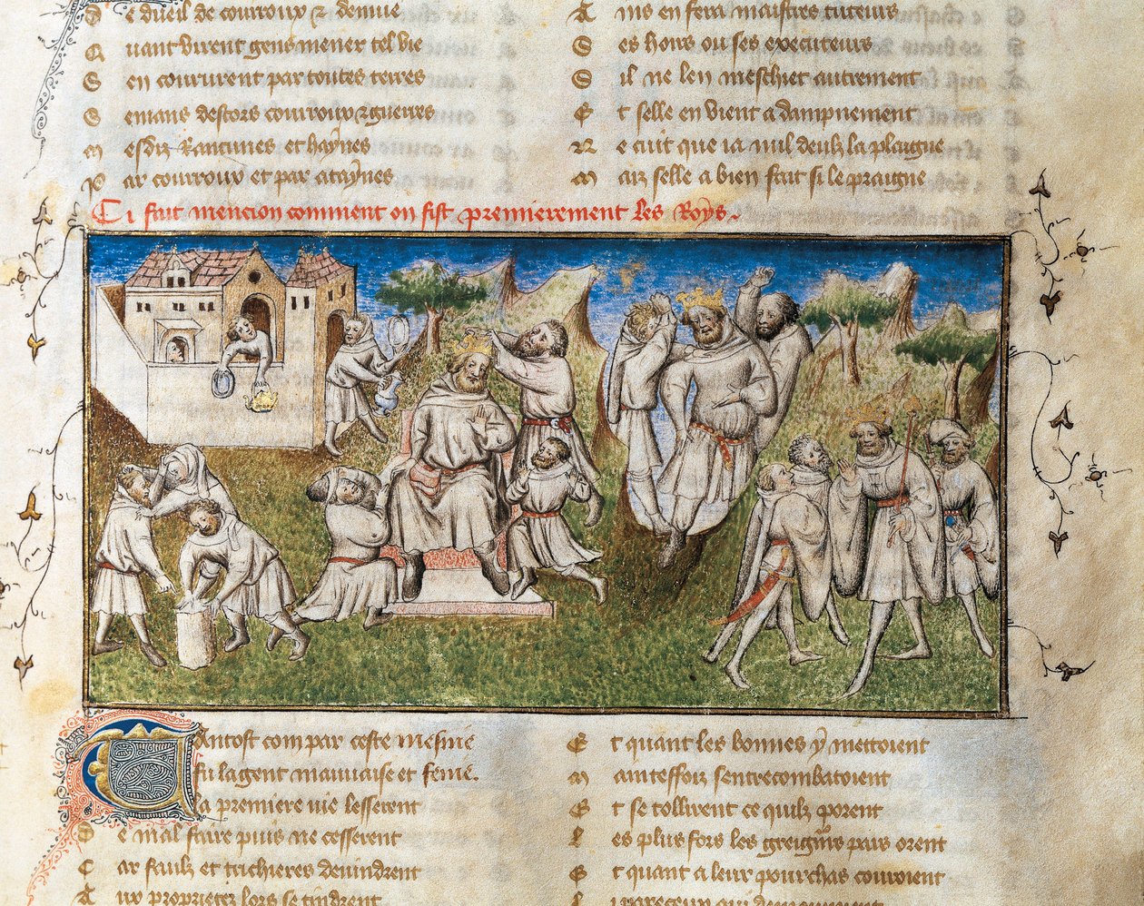 „Jak powstali pierwsi królowie”, z „Le roman de la rose”, Folio 68v autorstwa Unknown artist