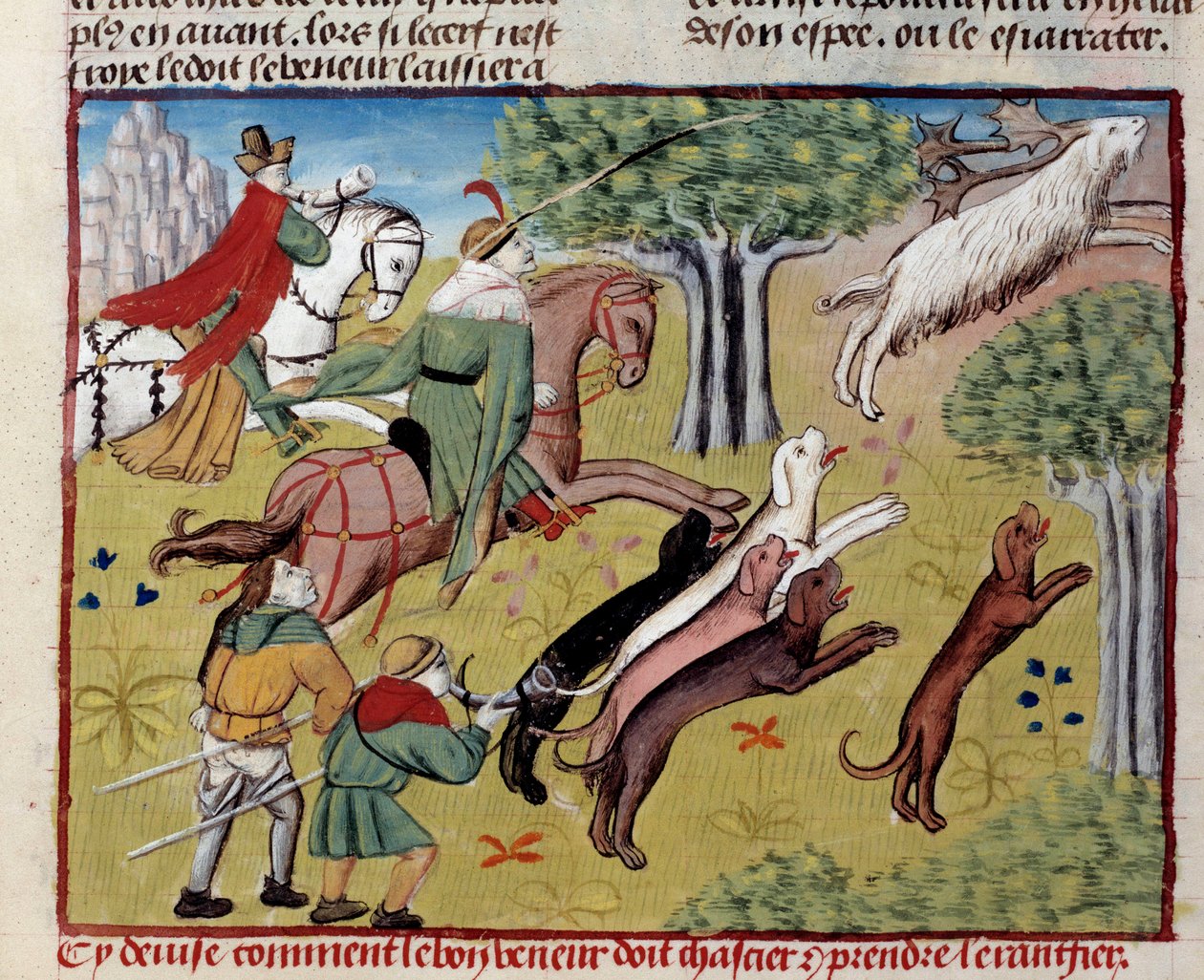 Jak upolować miniaturowego jelenia z „Księgi łowów” Gastona III Phoebusa, hrabiego Foix, Lorda Bearn (1331-1391) autorstwa Unknown artist