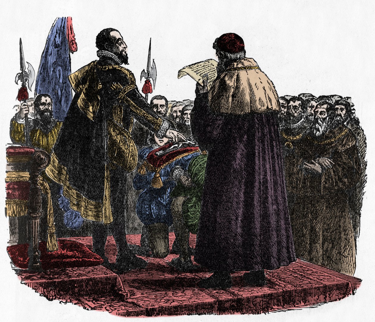 Hugh Capet składa przysięgę Władcy - Hugues Capet (ok. 941-996), król Franków, złożył przysięgę Władcy w latach 987 -1882 autorstwa Unknown artist
