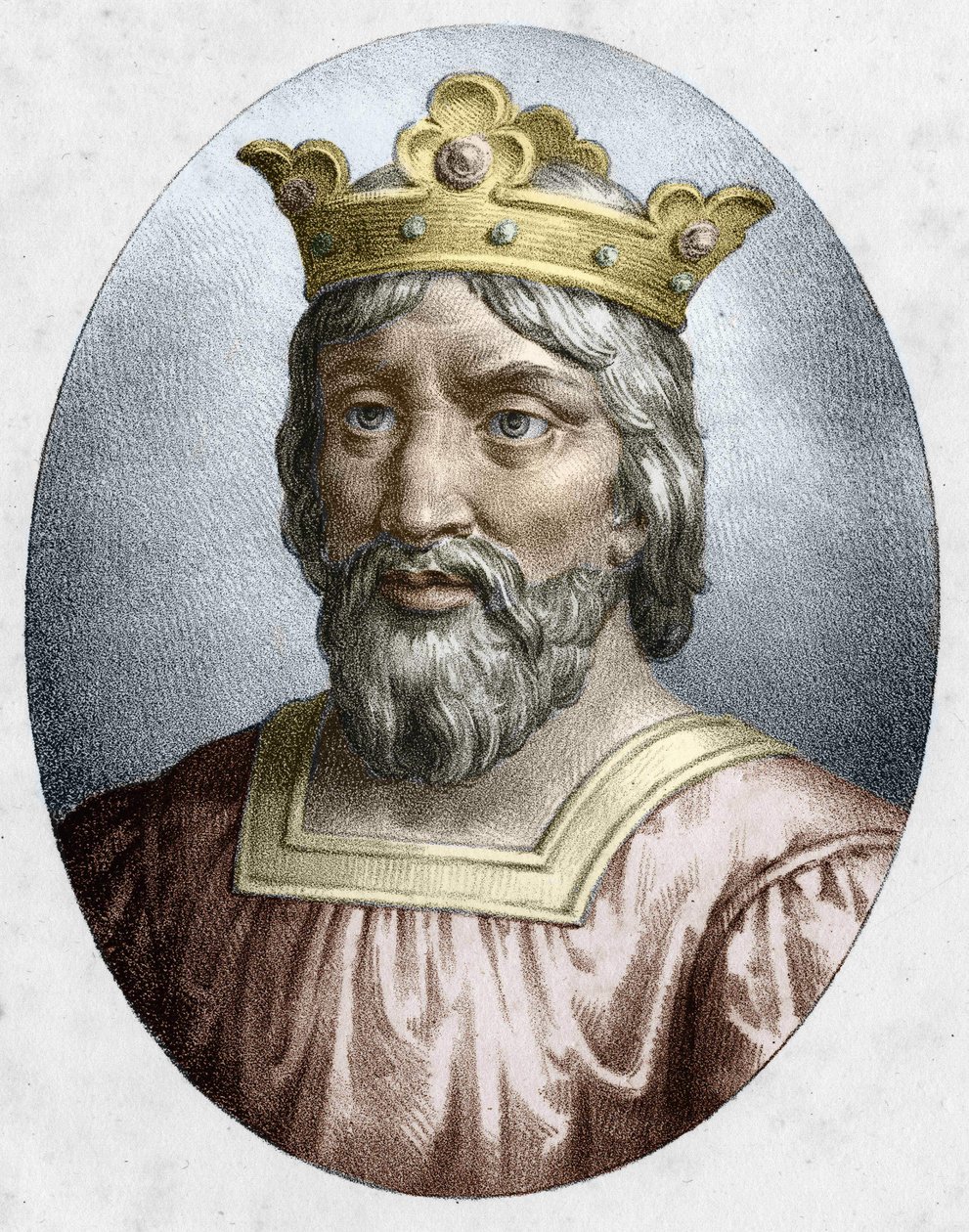 Hugues Capet (941-996), król Francji, założyciel dynastii Kapetyngów. Rycina XIX wieku. autorstwa Unknown artist