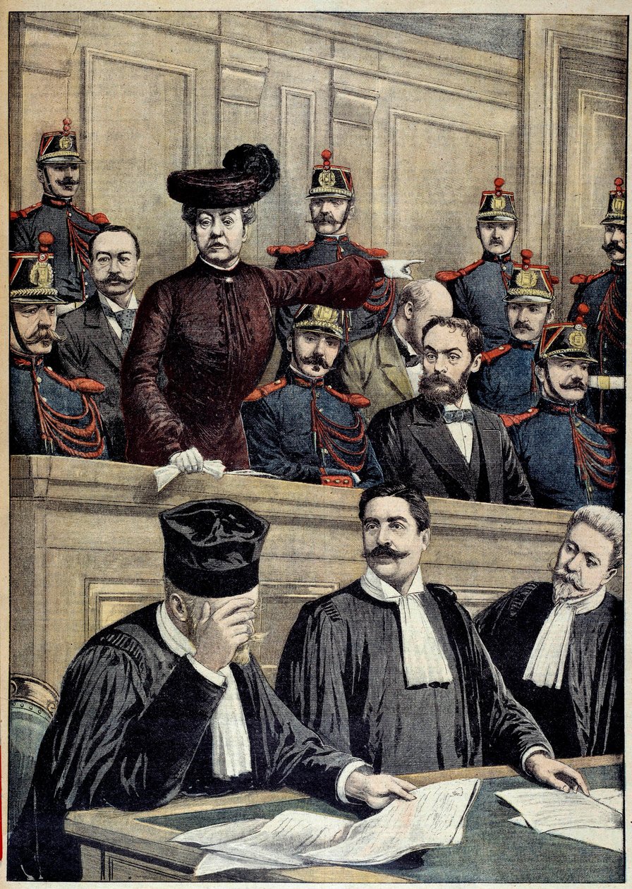 Sprawa Humberta: proces Therese Humbert (1856-1918), reprezentowanej przez francuskiego oszusta, który udawał, że jest spadkobiercą amerykańskiego milionera. 1903 Kolekcja prywatna autorstwa Unknown artist