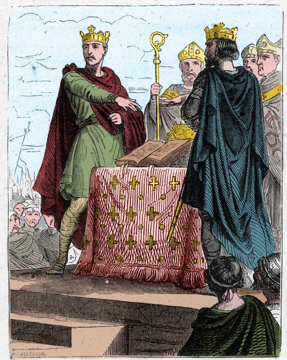 Wojna stuletnia: Traktuje Bretynię 8 maja 1360 r. na zamku Bretigny (niedaleko Chartres), między pełnomocnikami króla Anglii Edwarda III i Karola, syna króla Francji Jana II. autorstwa Unknown artist