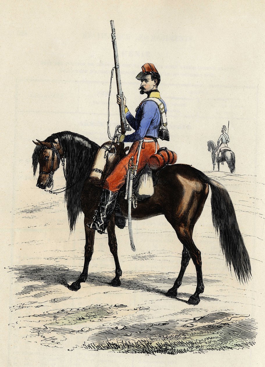 Łowca Afryki na koniu, pułk sformowany w 1831 i obecny w Algierii w 1832, w „L