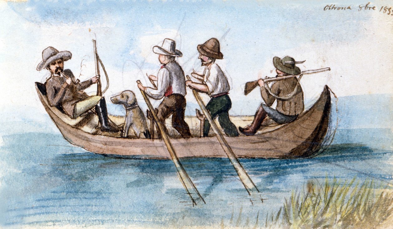 Łowcy w marakasach. Rysunek autorstwa Unknown artist