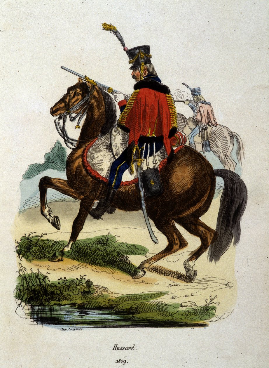 Hussard Konny Armii Napoleońskiej - Grawerowanie autorstwa Unknown artist
