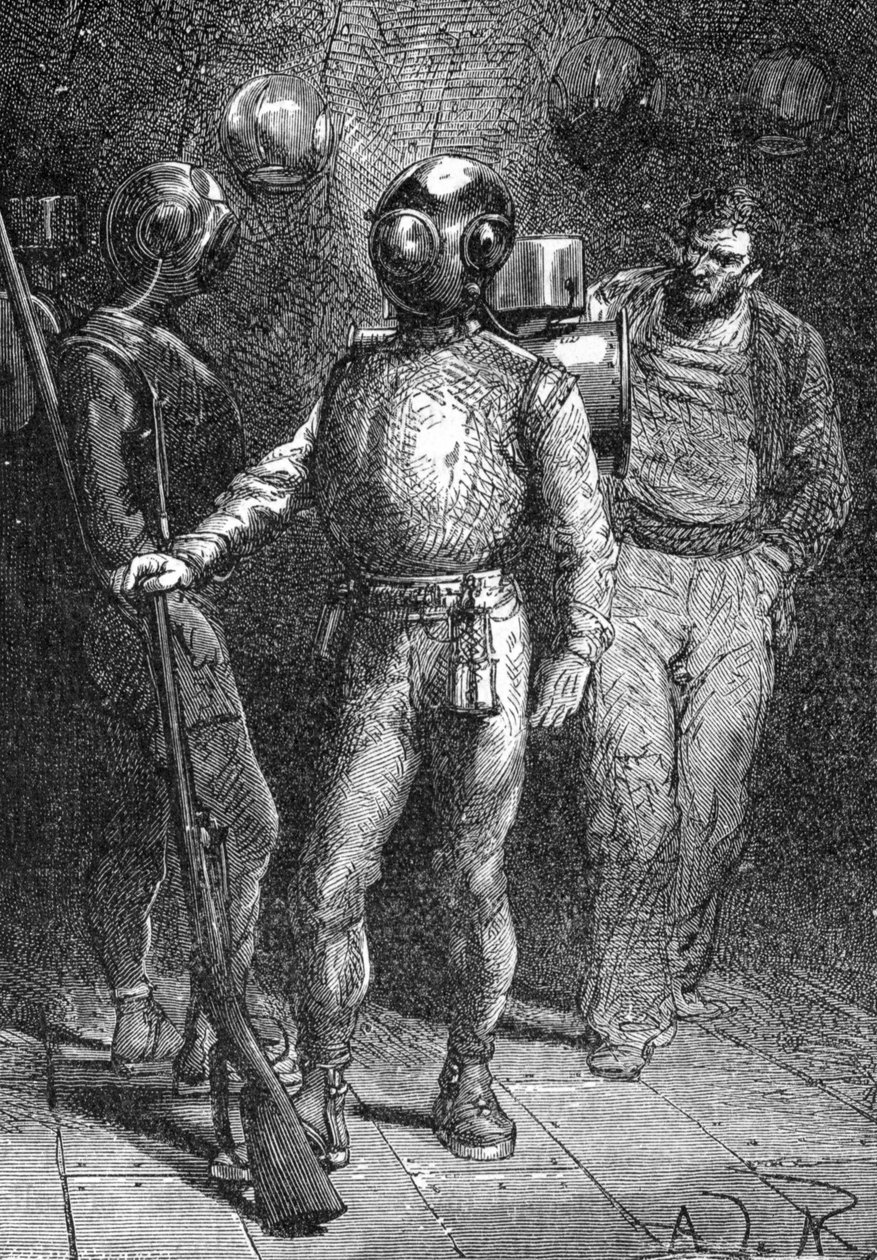 Ilustracja z „Dwadzieścia tysięcy mil podmorskiej żeglugi” (Vingt-mille - 20 000 - 20000) autorstwa Juliusza Verne