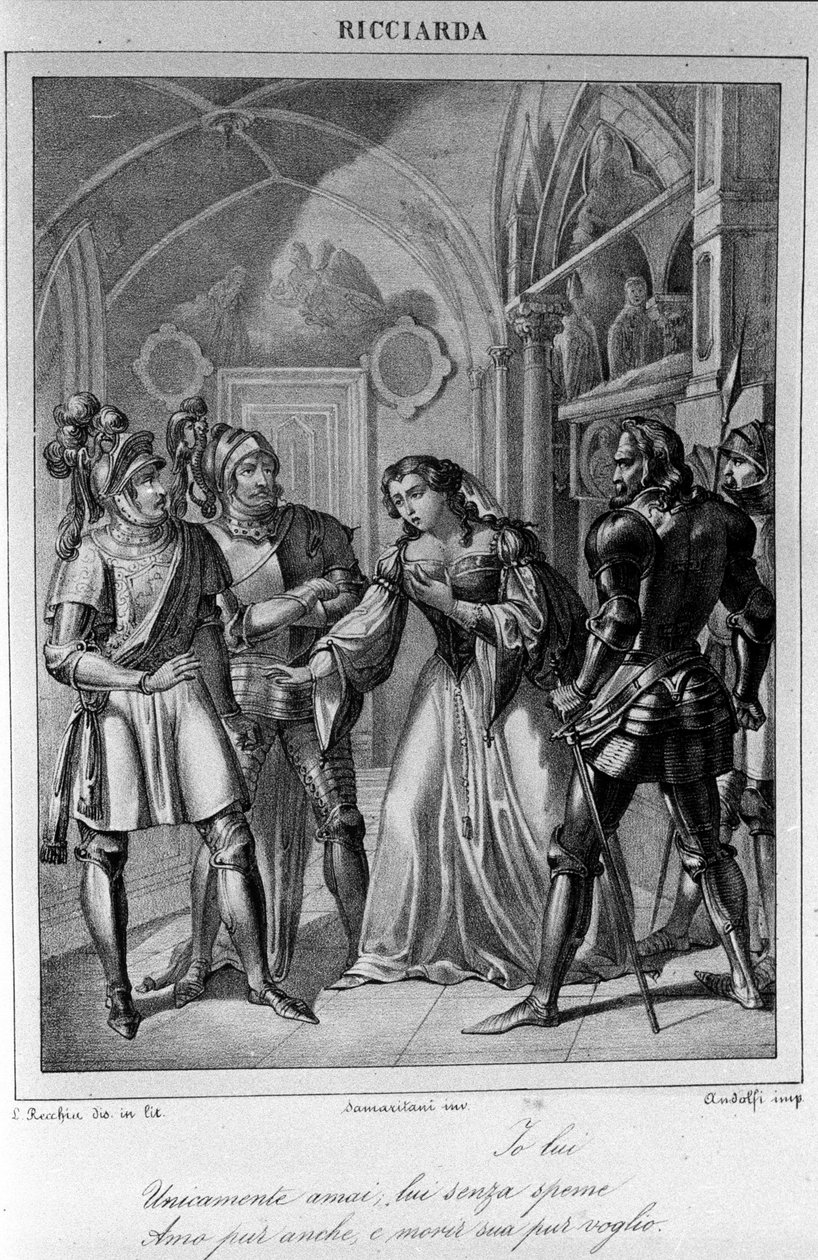 Ilustracja do aktu III „Ricciarda” włoskiego poety i dramaturga Ugo Foscolo (1778-1827) XIX wiek autorstwa Unknown artist