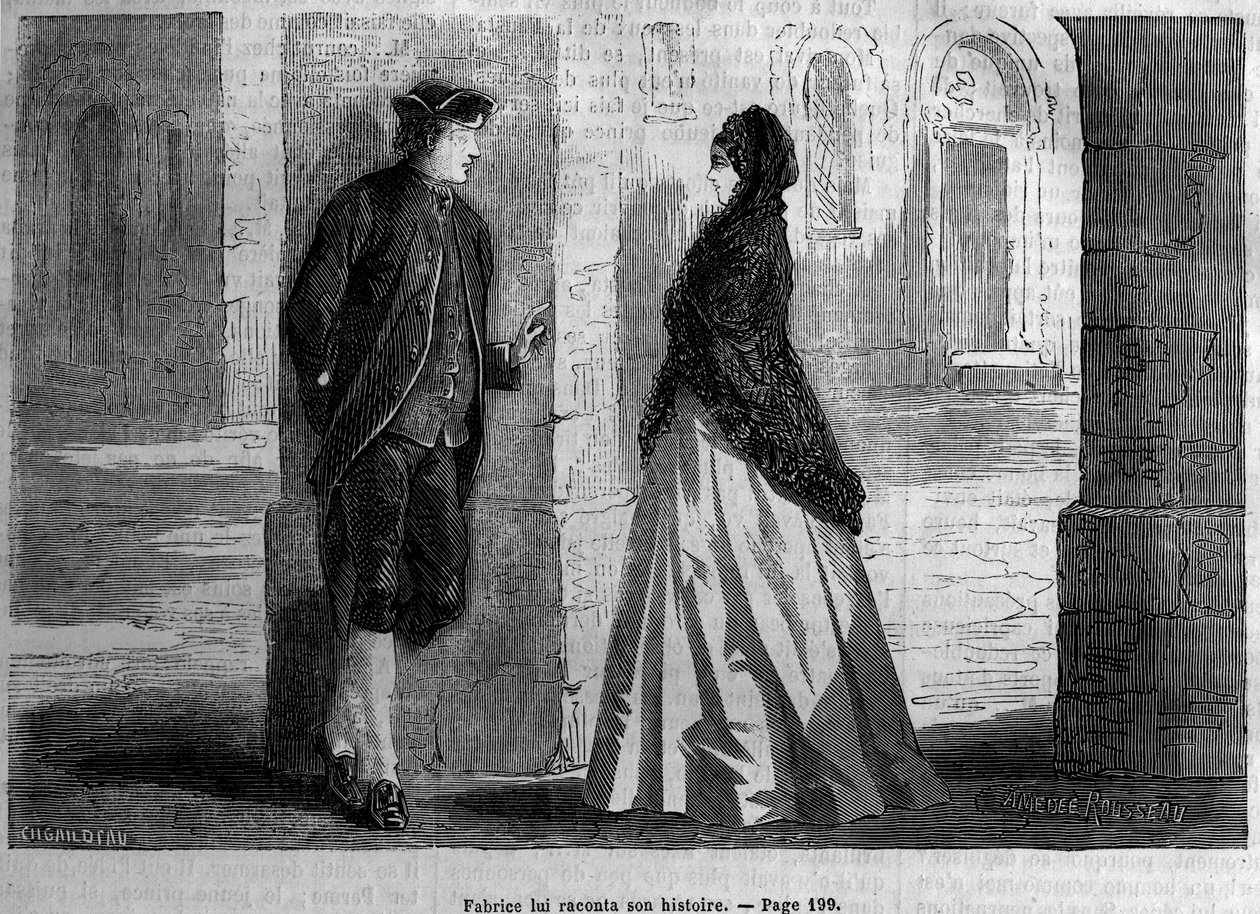 Ilustracja do „La Chartreuse de Parma” Stendhala w „Le Diary du dimanche” z 1872 roku. autorstwa Unknown artist