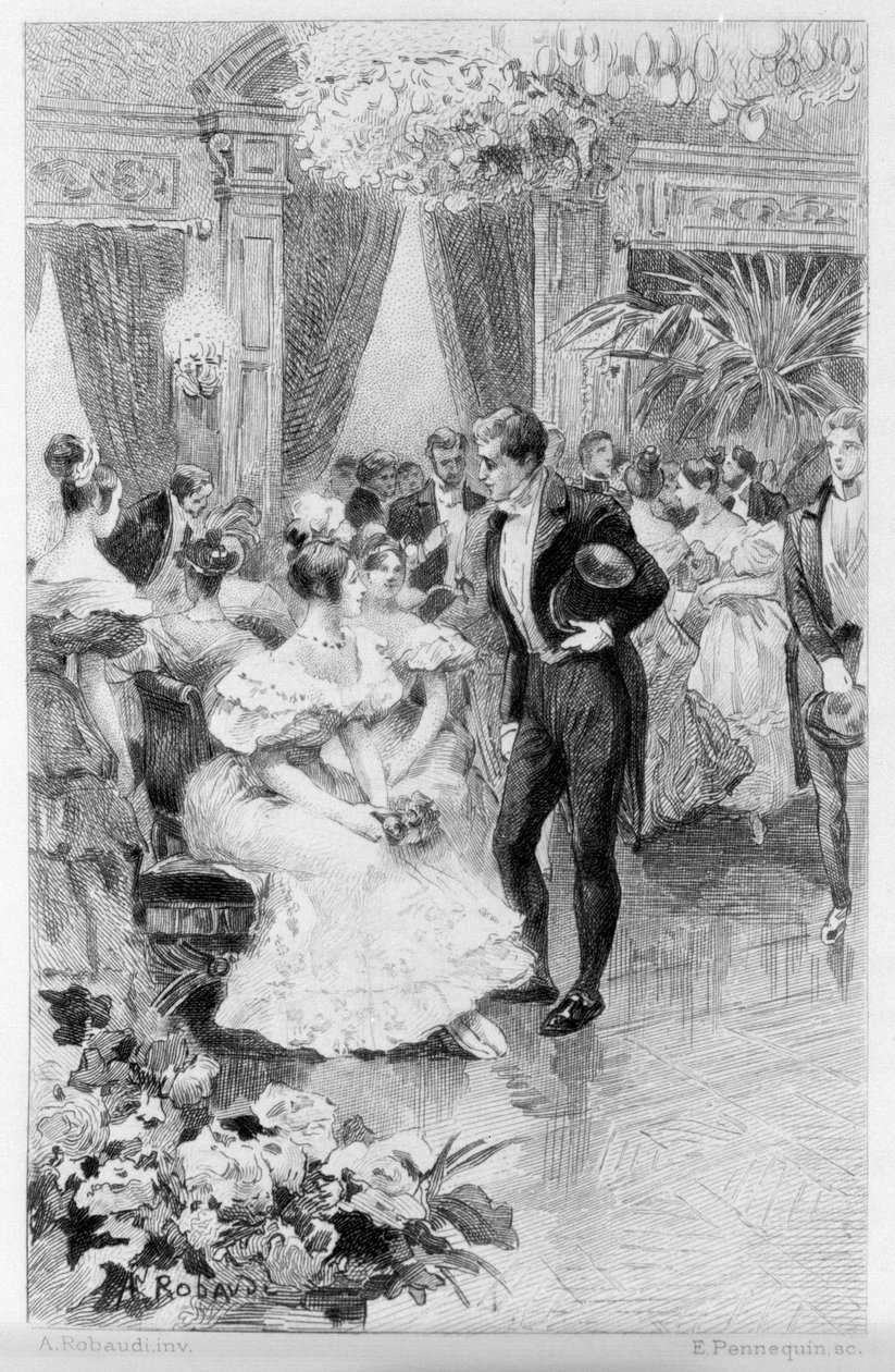 Ilustracja „Le Rouge et le Noir” autorstwa Stendhala. Rycina z końca XIX wieku. autorstwa Unknown artist