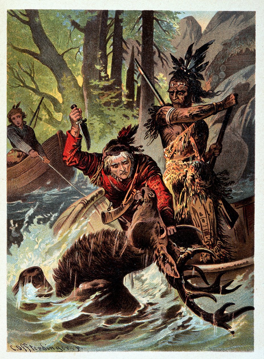 Ilustracja „Pończoch skórzanych” autorstwa F. Cooper autorstwa Unknown artist