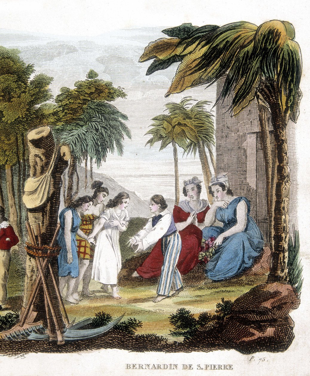 Ilustracja „Paul and Virginie” Bernardina de Saint Pierre (1737-1814). Rycina XIX wieku. autorstwa Unknown artist