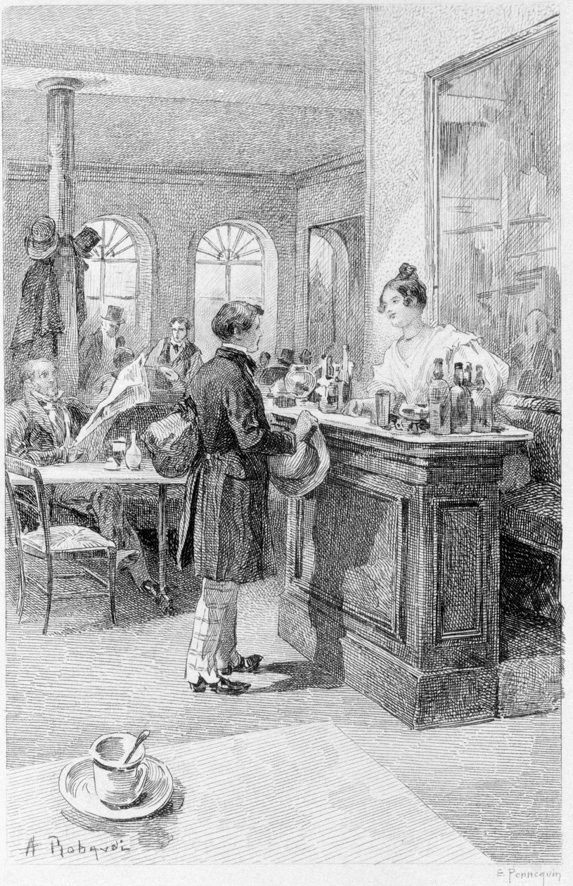 Ilustracja „Czerwonego i czarnego”. Stendhala. 1831. Rycina z końca XIX wieku. autorstwa Unknown artist