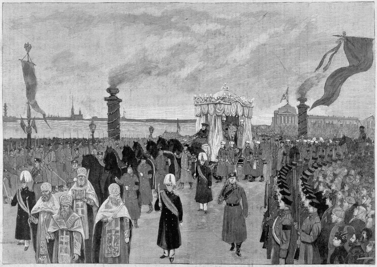 Ilustracja z pogrzebu cara Aleksandra III w 1894 roku. autorstwa Unknown artist