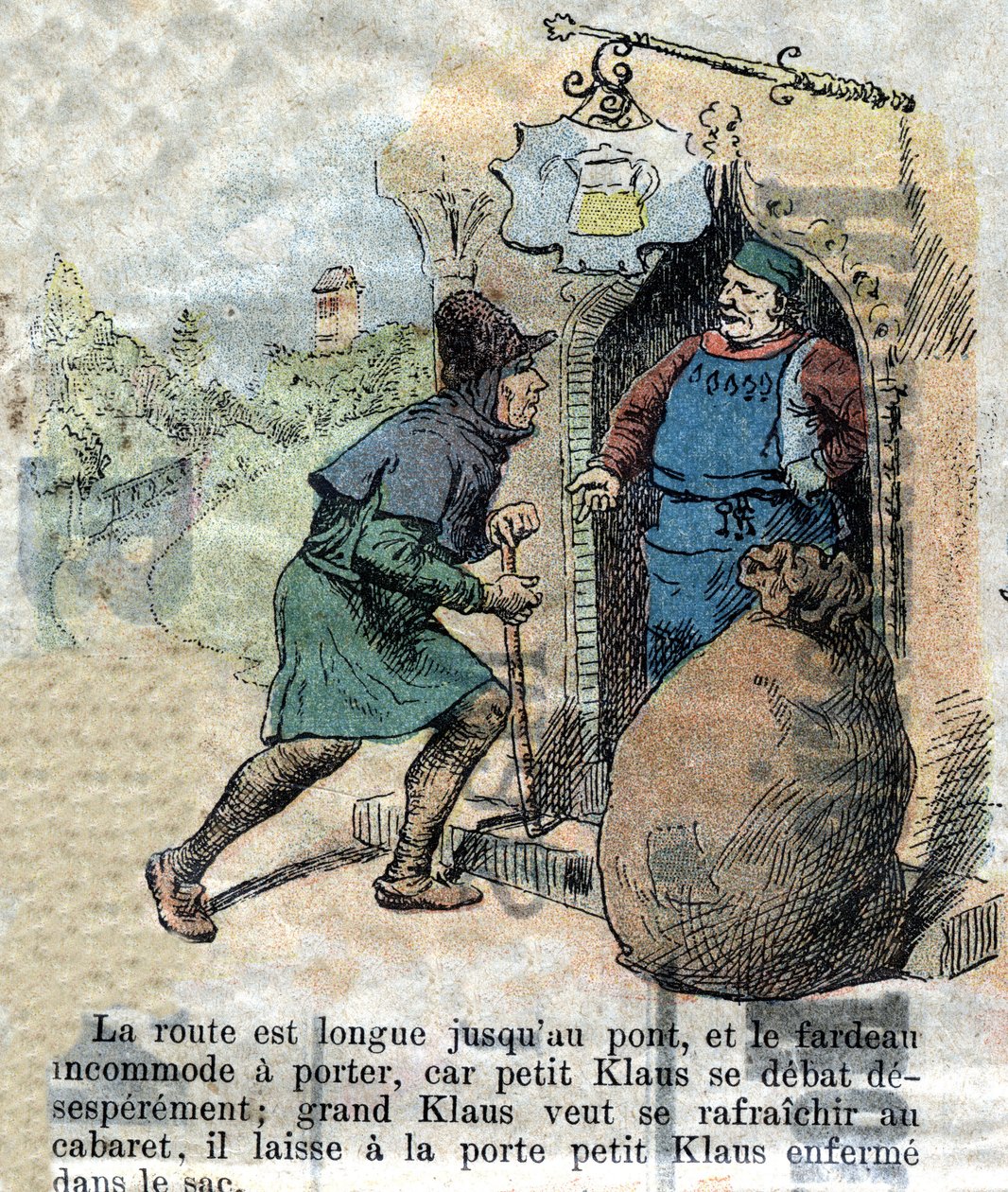 Ilustracja z końca XIX wieku do bajki Hansa Christiana Andersena (1805-1875) „Wielki Mikołaj i Mikołaj” (Klaus).Zbiory prywatne. autorstwa Unknown artist