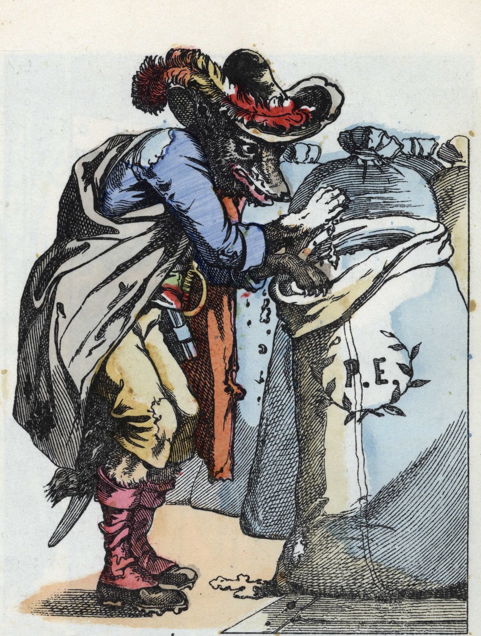 Ilustracja do baśni „Compere le Loup, Maitre Renard, Comere la Chevre et ses petits biquets”” według bajki Jeana de la Fontaine. W „Opowieściach z domu dla najmłodszych””. Anonimowy rycina z XIX wieku. autorstwa Unknown artist
