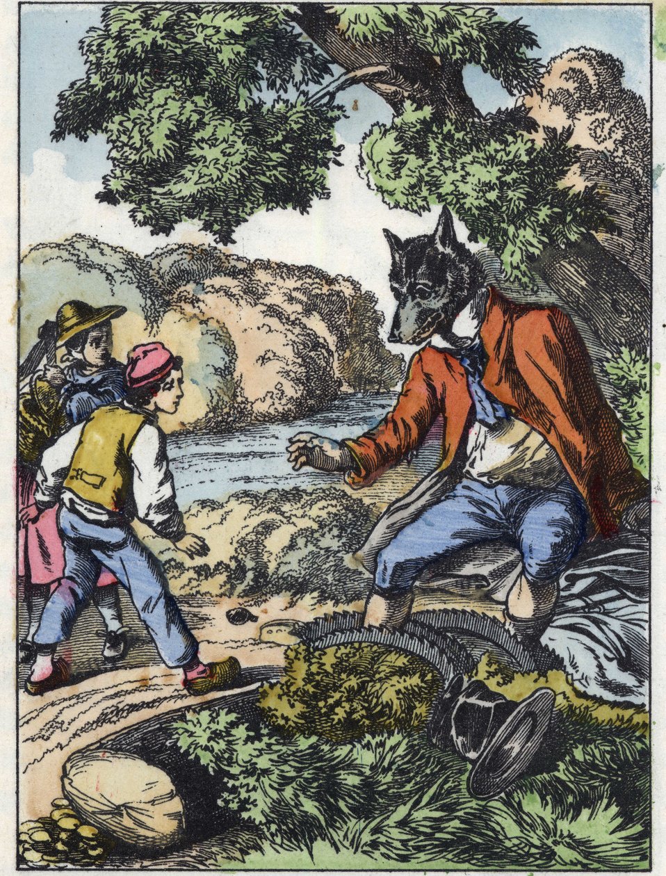 Ilustracja do bajki „Dobra mama owca”. W „Opowieściach z domu dla najmłodszych””. Anonimowy rycina z XIX wieku. autorstwa Unknown artist