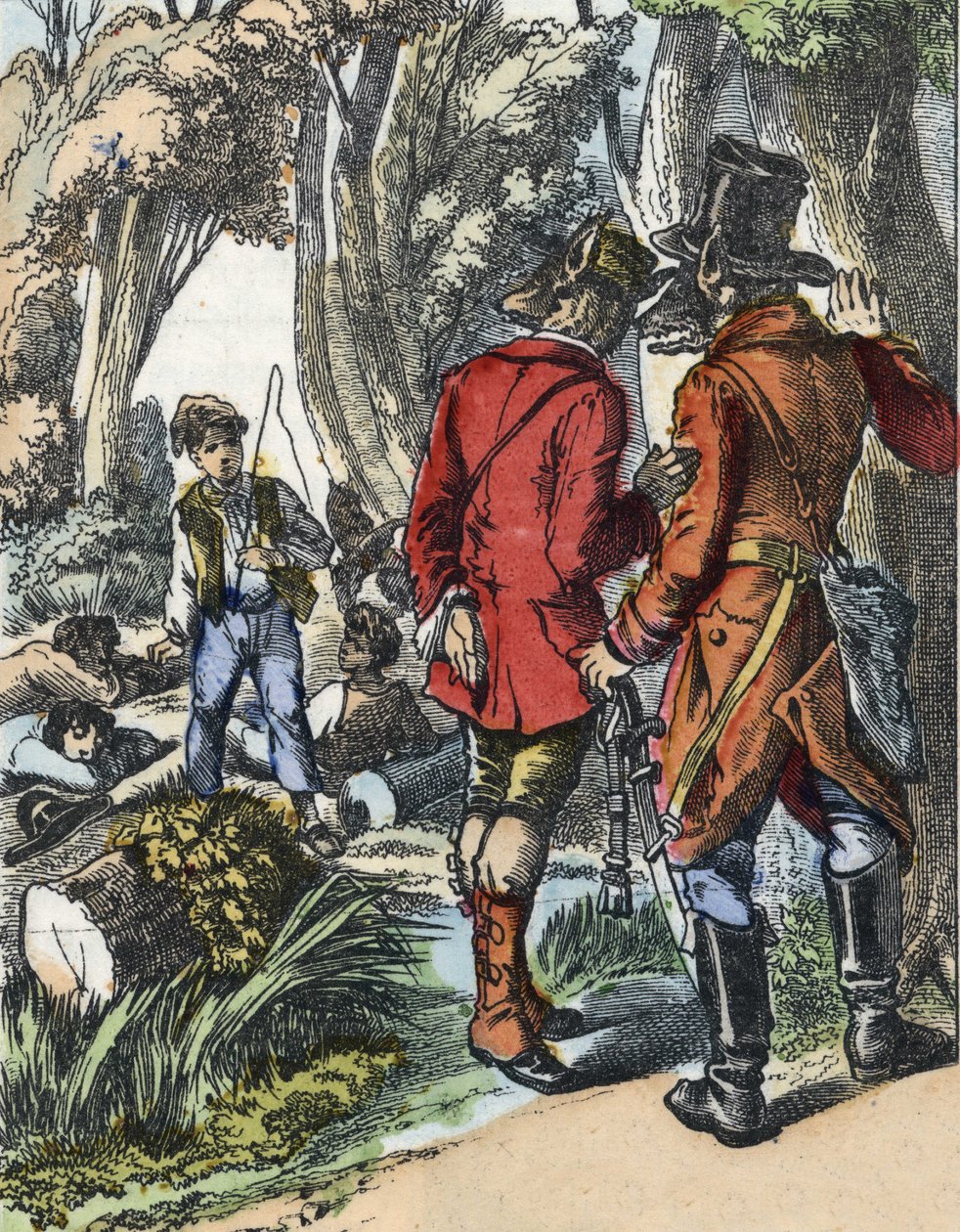 Ilustracja do bajki „Dobra mama owca”. W „Opowieściach z domu dla najmłodszych””. Anonimowy rycina z XIX wieku. autorstwa Unknown artist