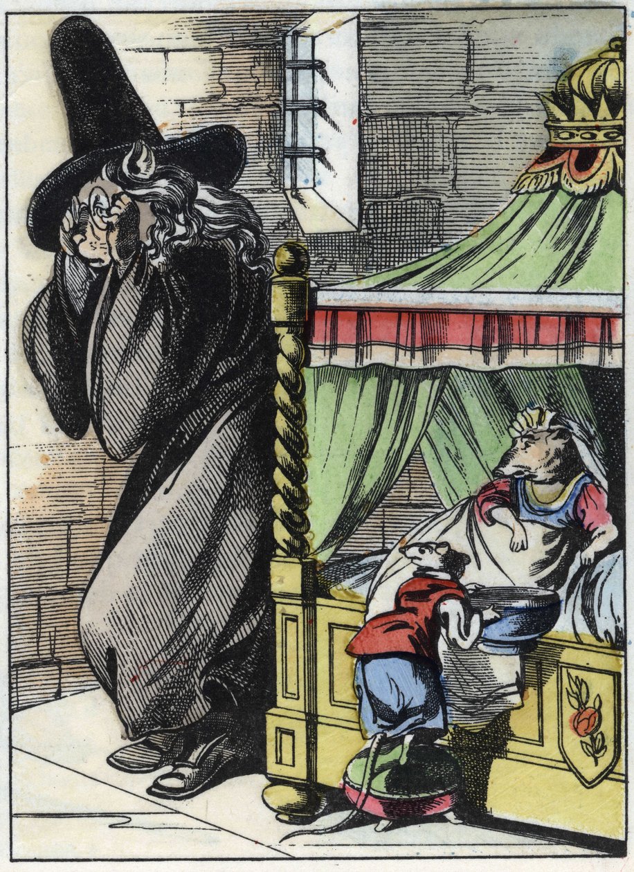 Ilustracja do bajki „Straszny Raminagrobis i myszy”””””””””””””””””””””””””””””””””””””””””””””””””””. W „Opowieściach z domu dla najmłodszych””. Anonimowy rycina z XIX wieku. autorstwa Unknown artist