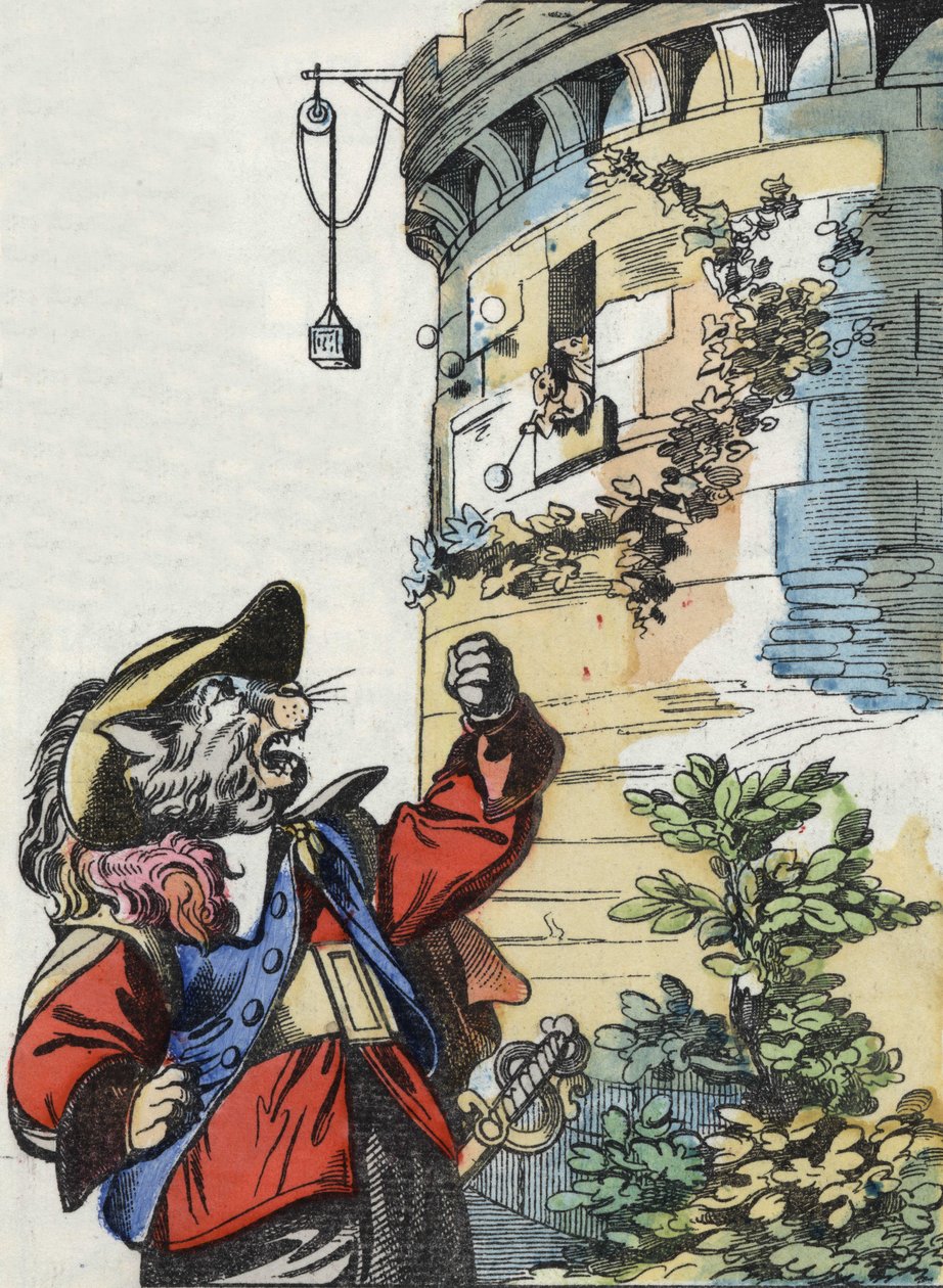 Ilustracja do bajki „Straszny Raminagrobis i myszy”””””””””””””””””””””””””””””””””””””””””””””””””””. W „Opowieściach z domu dla najmłodszych””. Anonimowy rycina z XIX wieku. autorstwa Unknown artist