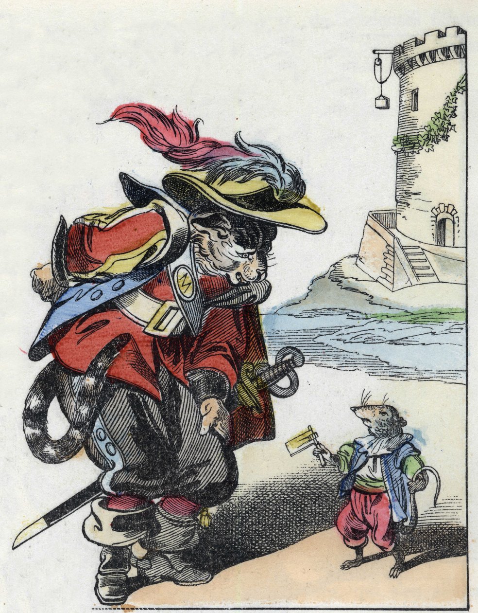 Ilustracja do bajki „Straszny Raminagrobis i myszy”””””””””””””””””””””””””””””””””””””””””””””””””””. W „Opowieściach z domu dla najmłodszych””. Anonimowy rycina z XIX wieku. autorstwa Unknown artist