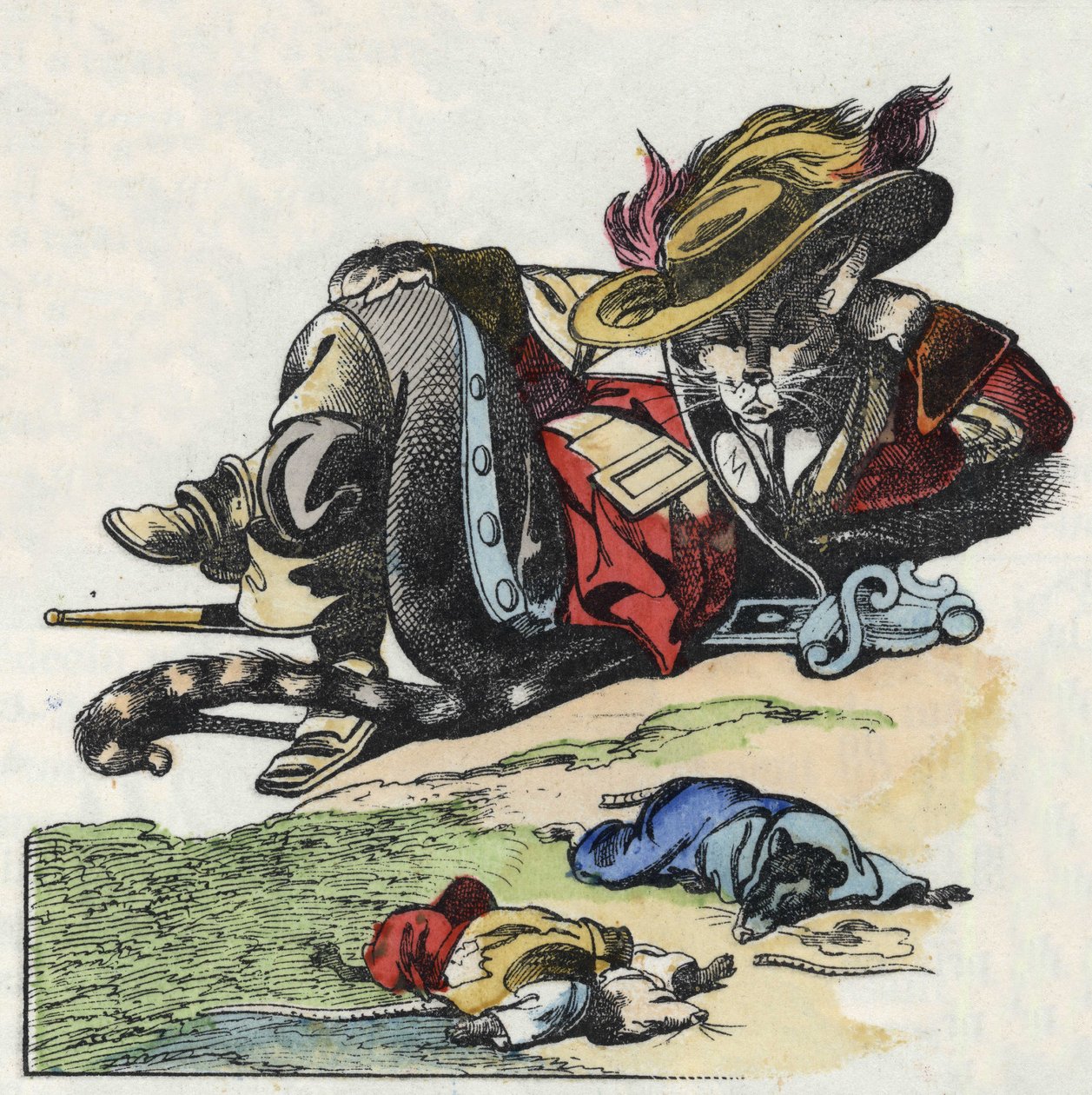 Ilustracja do bajki „Straszny Raminagrobis i myszy”””””””””””””””””””””””””””””””””””””””””””””””””””. W „Opowieściach z domu dla najmłodszych””. Anonimowy rycina z XIX wieku. autorstwa Unknown artist