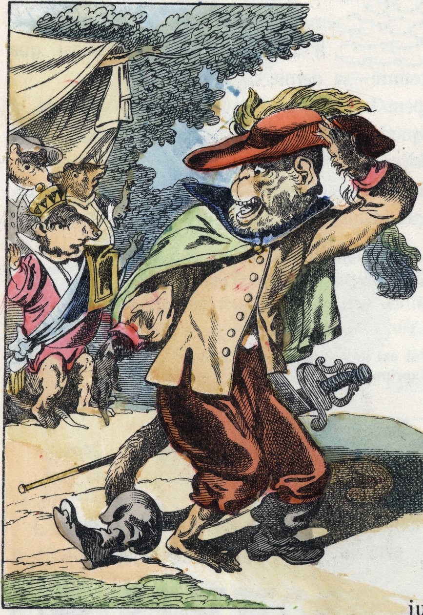 Ilustracja do bajki „Straszny Raminagrobis i myszy”””””””””””””””””””””””””””””””””””””””””””””””””””. W „Opowieściach z domu dla najmłodszych””. Anonimowy rycina z XIX wieku. autorstwa Unknown artist